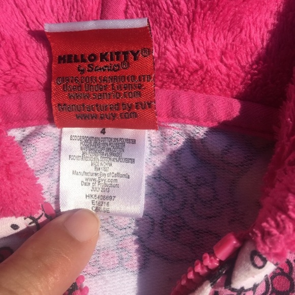 Hello Kitty Girls Fuzzy Pink Zip Hoodie Sweatshirt - Picture 3 of 12